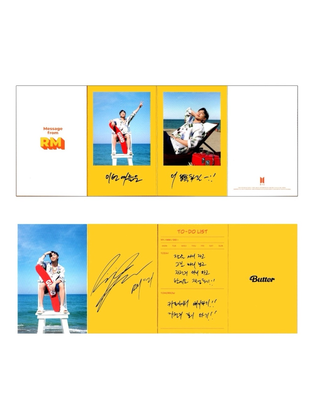 BTS BUTTER RM MESSAGE CARD - BRAND NEW